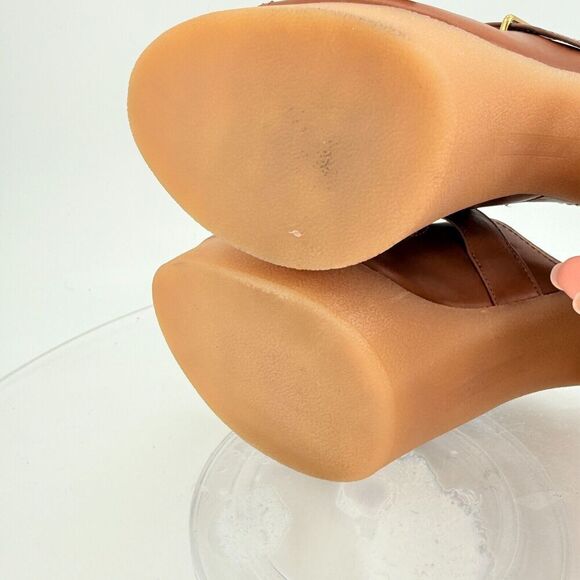 Veronica Beard Garrick Chunky Suede Platform Slide Sandals Buckle Brown 9.5M - Picture 9 of 13